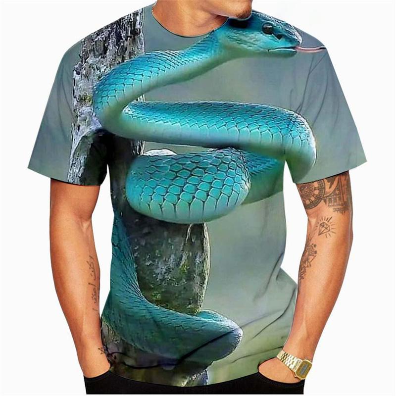 Cool Snake Pattern T-Shirt For Men Cold Blooded Animals 3D Printed Tees Summer Casual Short Sleeve O-Neck Tops Loose T Shirts