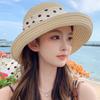Sommer Polka Dot Band Strohhut für Damen Eleganter Gekräuselter Rand Sonnenschutz Fischerhut Damen Mädchen Strand Reise Visier Panama Hüte