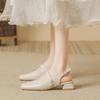 Back Empty French 3 Cm Small Fragrant Style Mary Zhen Shoes Live Girl Shoes Genuine Leather Bag-toe Muller Sandals