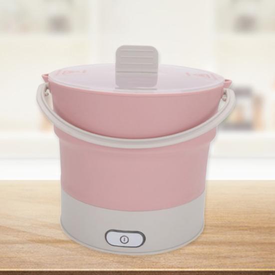 Olla de vapor plegable portátil, olla caliente para guisar, mini sartén de silicona, hervidor eléctrico