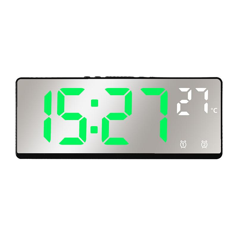 Voice Control Mirror Alarm Clock Digital Temperature Dual Alarm Snooze Desktop Table Clock Night Mode 12/24H LED Clock Watch