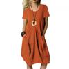 Solid Color Short Sleeve Pocket Dress Pure Color Short Sleeve Pocket Dress