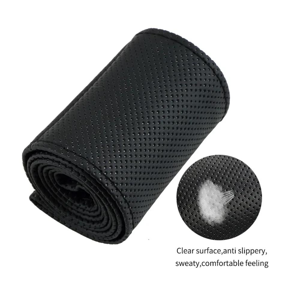 Car Steering Wheel Knitting Set Needle and Thread Faux Leather Car Cover Kit DIY Soft Textured Car Accessories