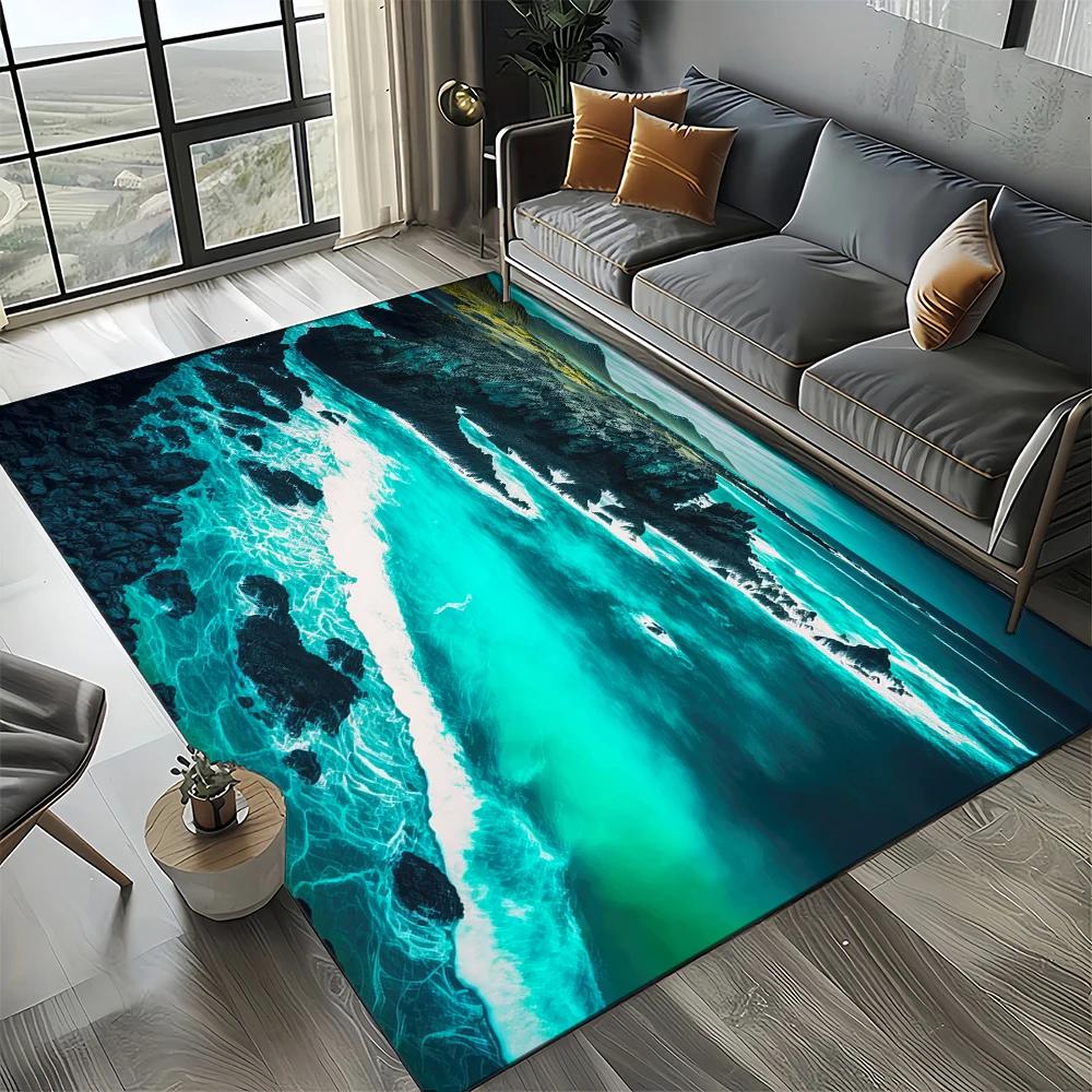 27 Style New Sea Water Beach Reef Nature Scenery Carpet Rug for Living Room Bedroom Home Sofa Decoration,Kids Non-slip Floor Mat