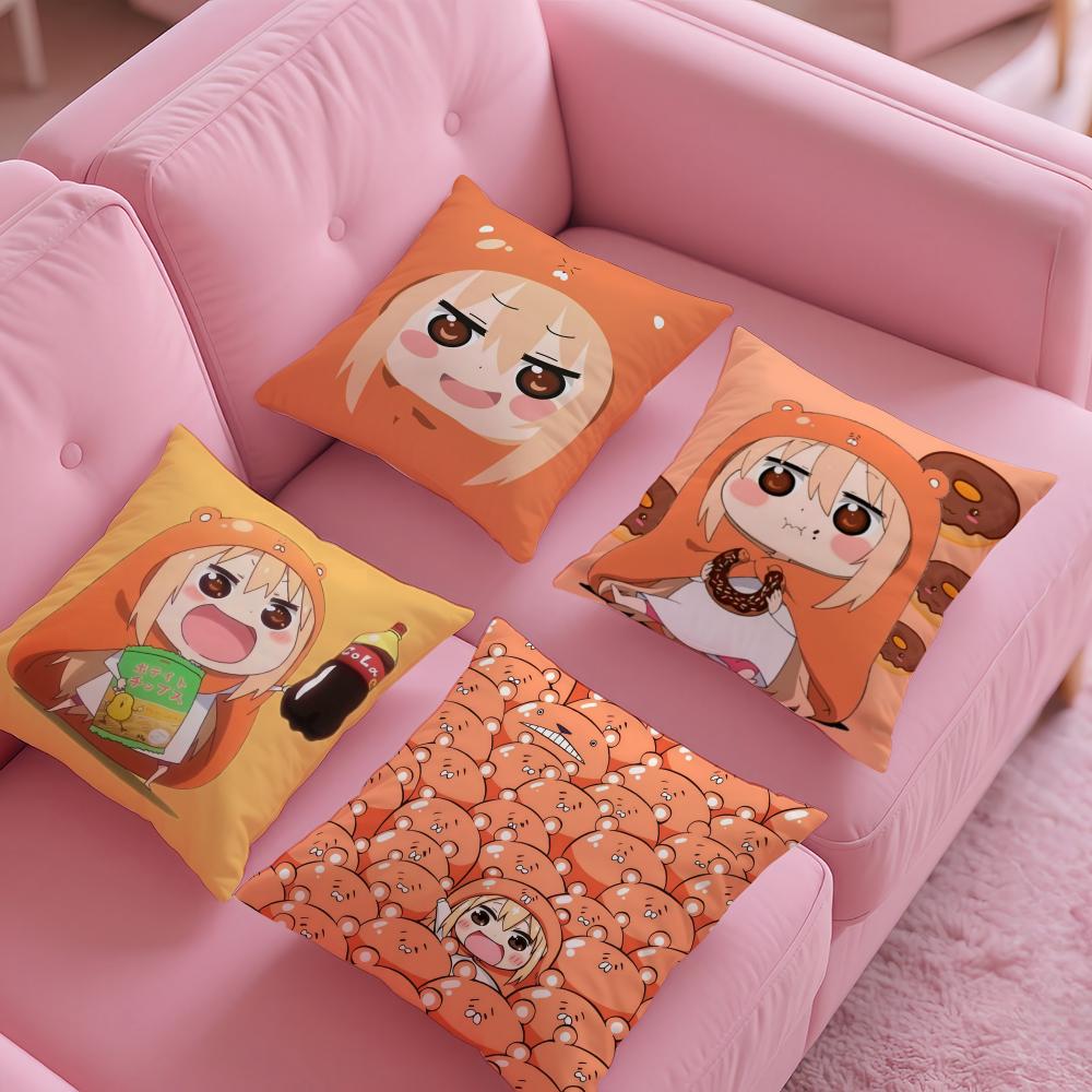 Cute Anime Himouto! Umaru-Chan-H Pillow Case Silky Short Plush With Invisible Zipper Dustproof Sofa Cushion Cover For Home Decor