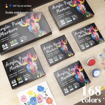 168 Doppelfarbiges Doppelspitzen-Softtip-Acryl-Zeichenmarker-Set für Kinder