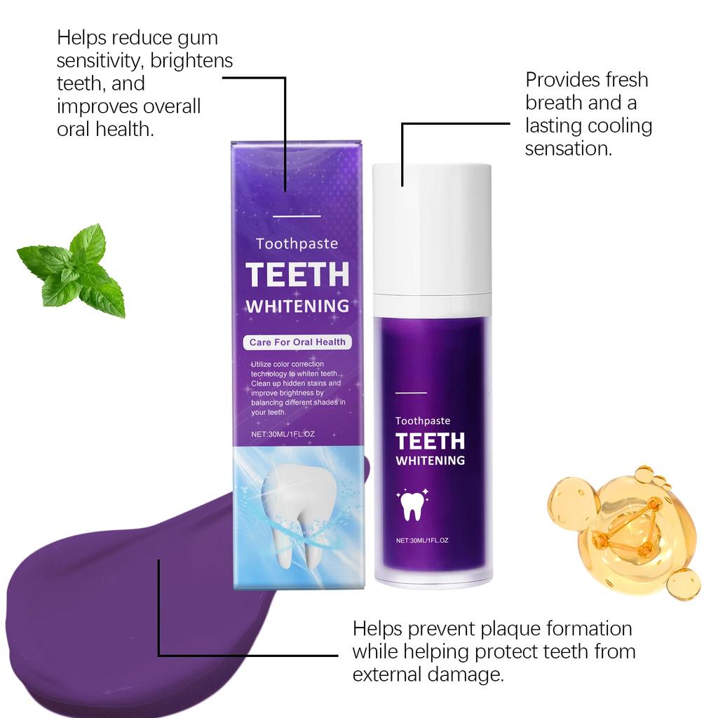 Purple Corrector Teeth Whitening Toothpaste Removal Tooth Stains Cleaning Oral Hygiene Bleaching Dental Fresh Breath Tooth Care