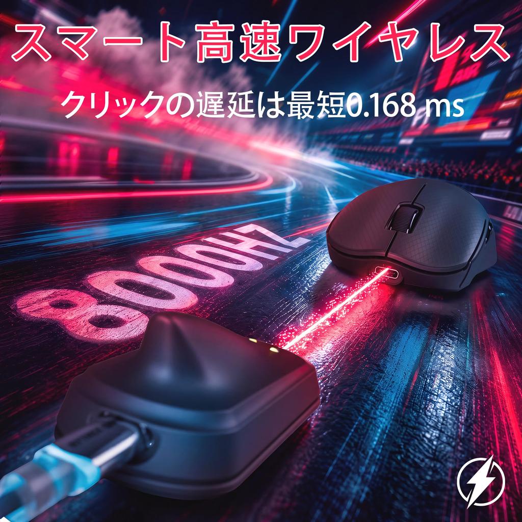 ATTACK SHARK F1 AIR Wireless Gaming Mouse, 43g, 8000Hz, PAW3955MAX, 1–60000 DPI, Small to Medium Hands