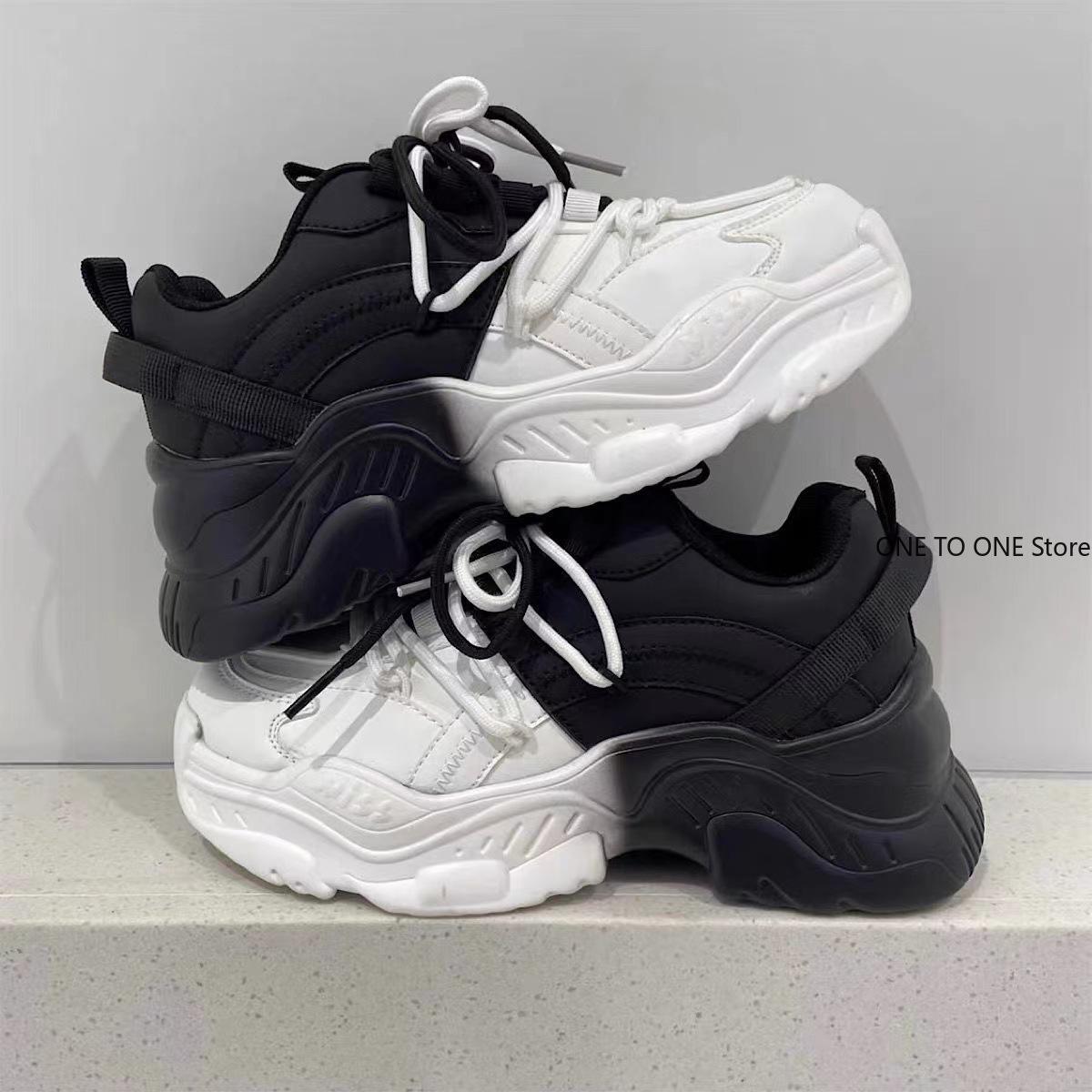 Роскошные туфли женские дизайнерские кроссовки на платформе белые черные туфли — фото 3