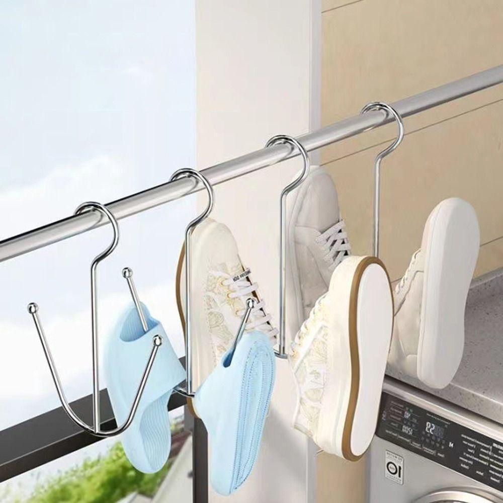 Stainless Steel Shoe Drying Rack Balcony Window Sill Windproof Hanging Shoe Drying Rack Outdoor Shoe Drying Artifact