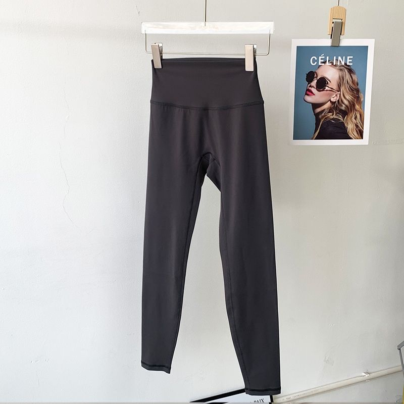 Lu Same Style Free Size Nude Feel No Embarrassment Line Yoga Pants Female 2025 Best Selling Hip Raise Shaping Sports Workout Ankle Length Pants