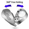 40X Full Metal Illuminated Jewelers Magnifier Best Pocket Folding Magnifying Glass Jewelers Lens Eye Loupe with LED