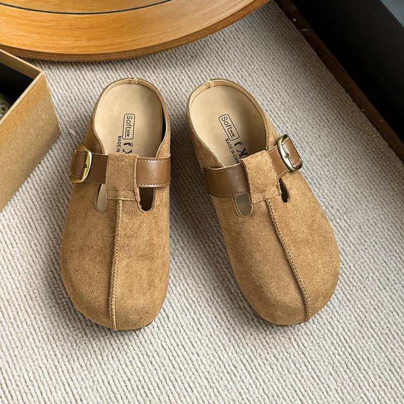 Inner heightening bag head half drag women's summer new retro outer wear Boken half tray shoes one pedal lazy sandals