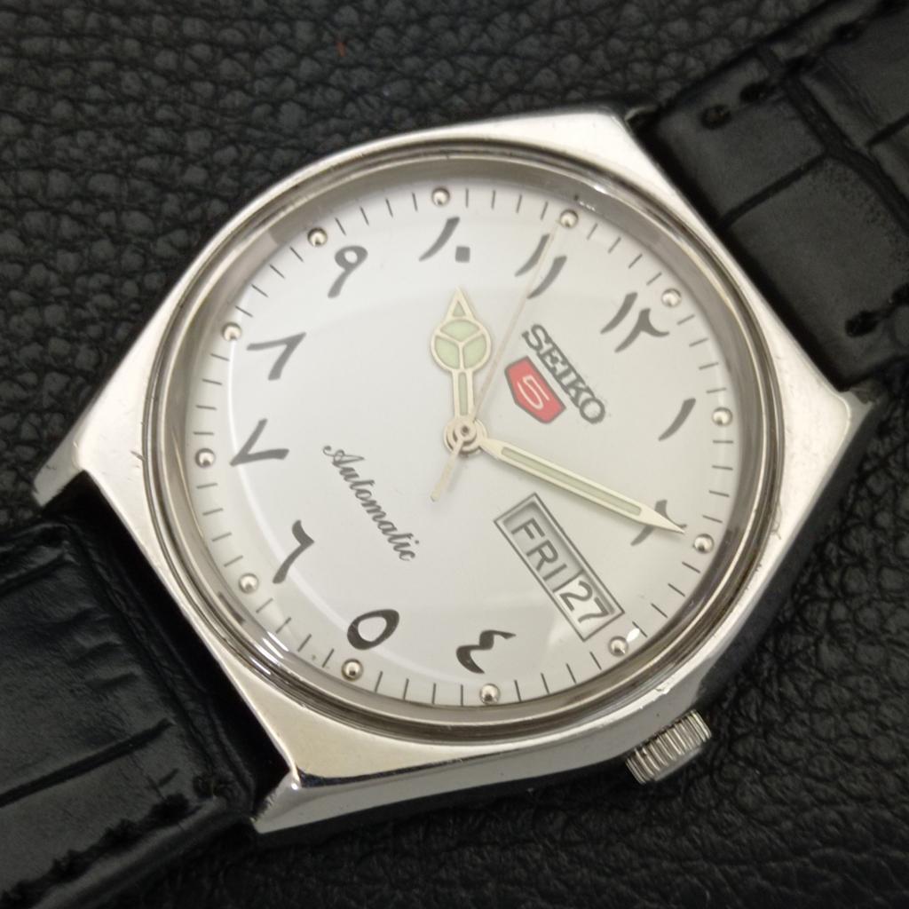 AUTOMATIC VINTAGE SEIKO 5 JAPAN 6309A MENS ARABIC WHITE DIAL WATCH a701221-5 R206a-a701221