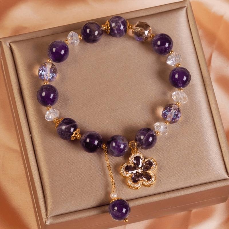 Minimalist Natural Amethyst Bracelet - Irregular Crystal Bracelet