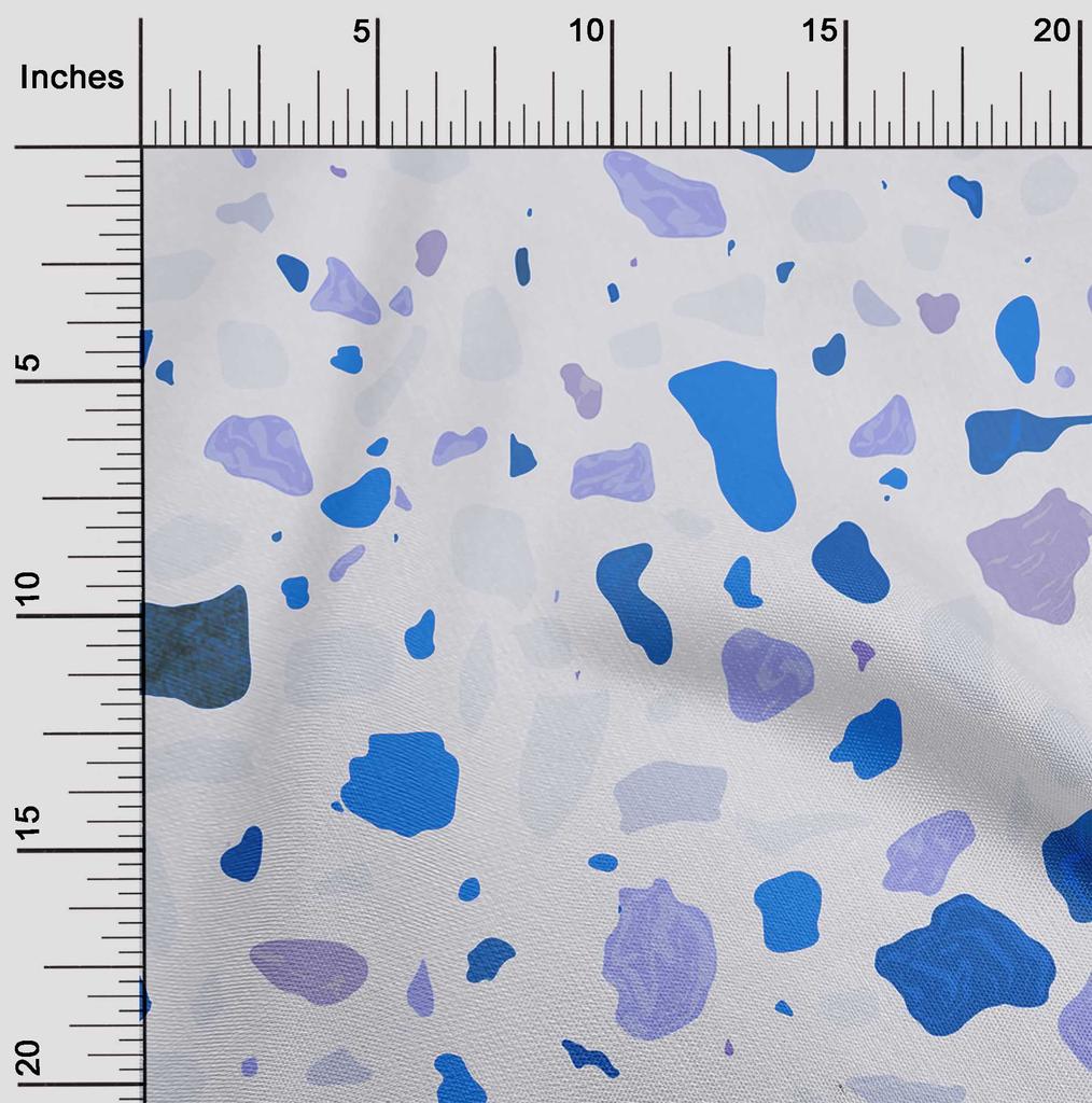oneOone Cotton Flex Medium Blue Fabric Marble Chips Sewing Fabric By The Yard Printed Diy Clothing Sewing Supplies 40 Inch