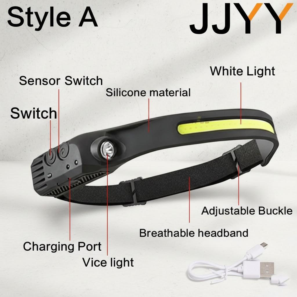 

Portable LED Headlamp 3 Lighting Modes 230° Wide Angle Adjustable Headlight for Outdoor Camping Hiking Running Fishing Emergency