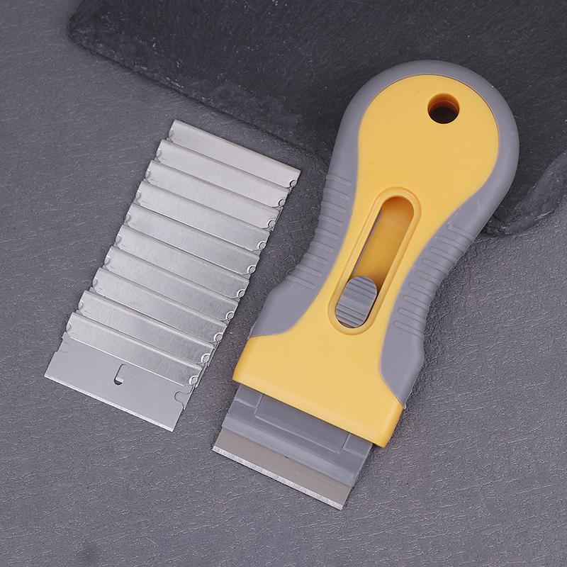 

1 Set Glue Removal Blade With 10 Blades, Telescopic Adjustment Knife, Cleaning Scraper Tool For Removing Labels,Stickers,Paint жёлтый