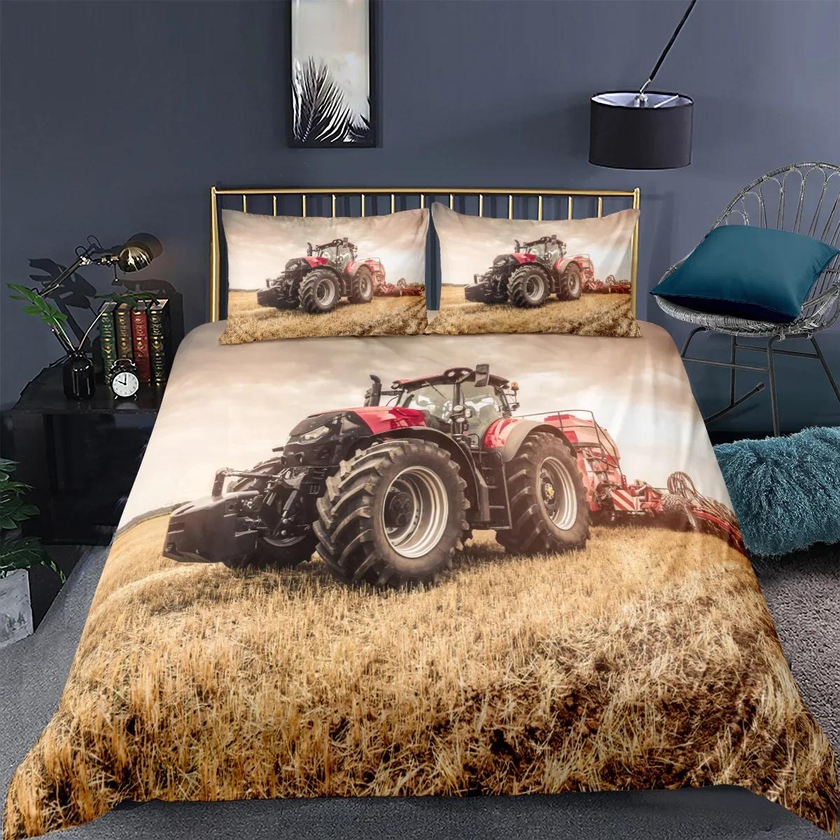 

Comforter Wind Tractor Comforter Bedding Print Idyllic Countryside Harvesting Machine Double Bed Set Comforter (quilt)-EU Single(135*200cm)3pcs