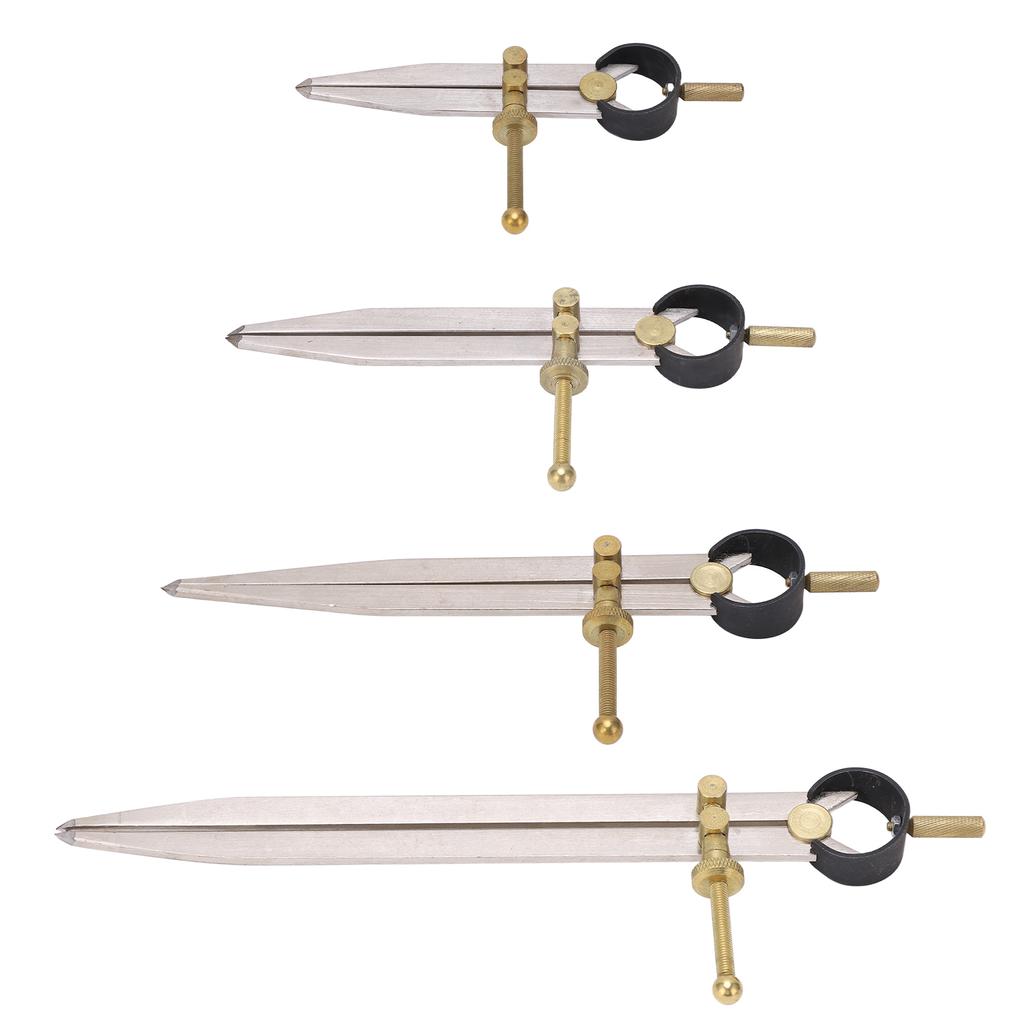 Compas à pointe sèche Haute Précision Résistant à la Rouille Or Réglable Verrouillable Jauge de Division en Cuir pour Lea