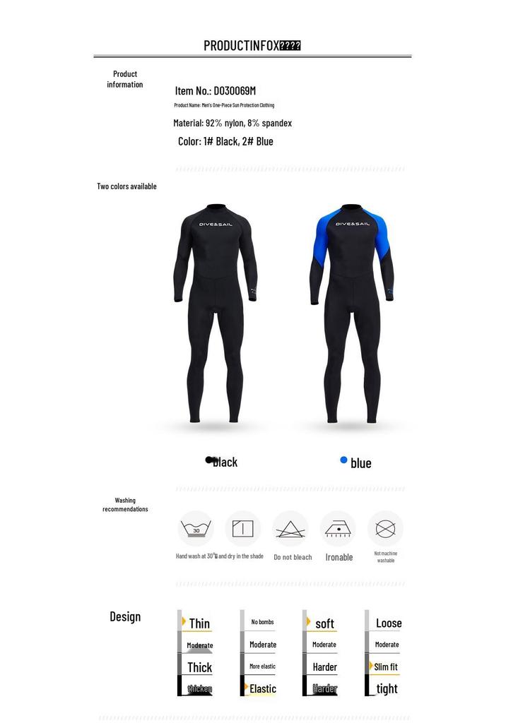 Men's Lycra Quick-Dry Full Body Swimsuit with Sun and Jellyfish Protection