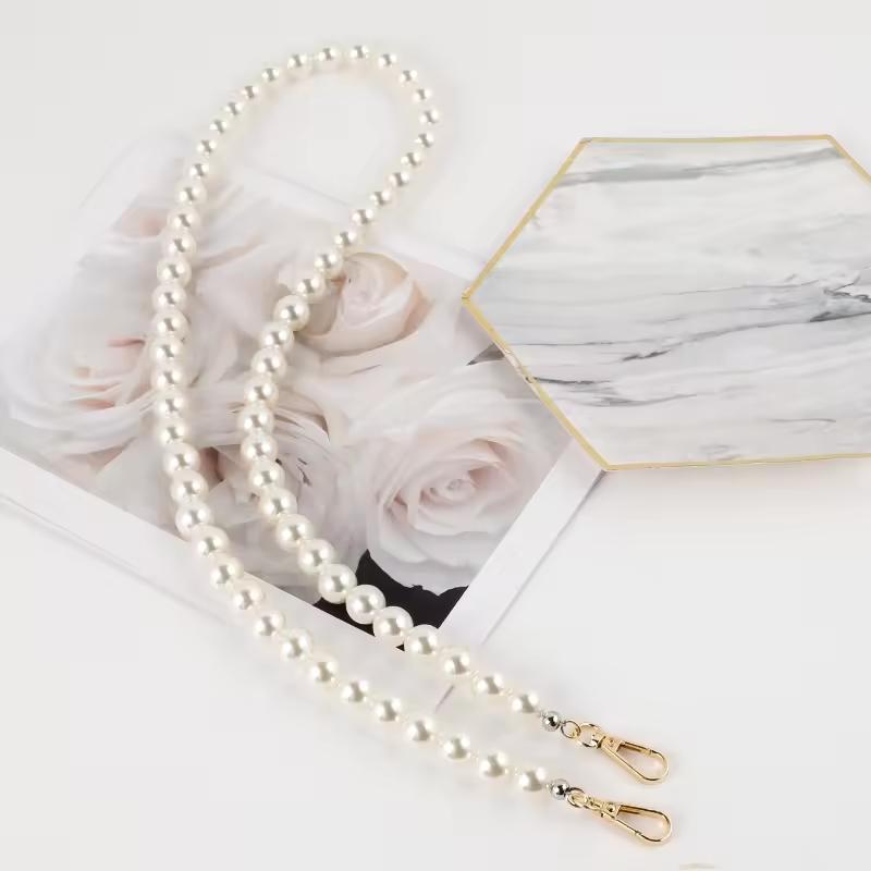 Custom 18mm Diameter Imitation Pearl Chain Strong Mobile Phone Strap for Messenger Bag Classic Style Shoulder Belt 3mm Findings