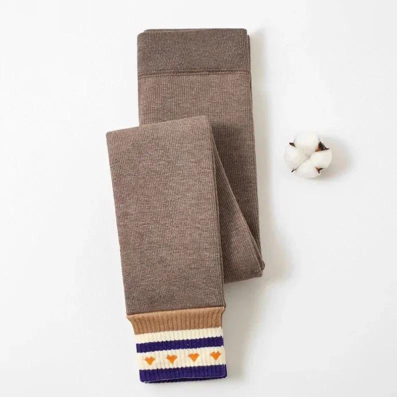 

Новые зимние утепленные брюки для девочек 3-12 лет, полосатые леггинсы, детские облегающие брюки-карандаш из бархата для девочек 100 кофейный