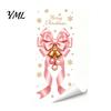 Festive Window Stickers Static Glass Sticker, Christmas Theme Bow Pattern Print, Removable Non Adhesive Film Electrostatic PVC for Home And