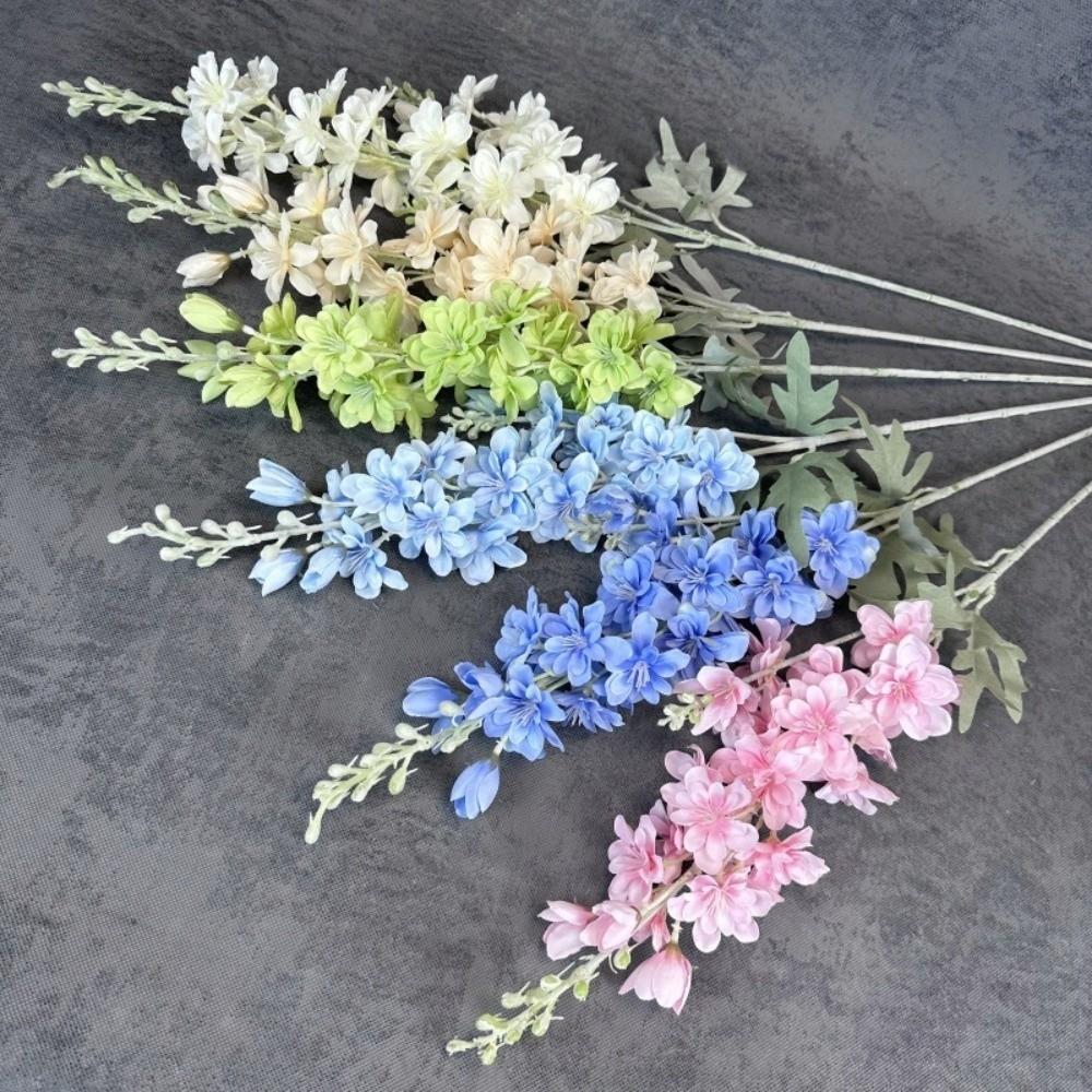 Large Size Artificial Flocked Delphinium Silk Fake Flowers Arrangement Wedding Decor