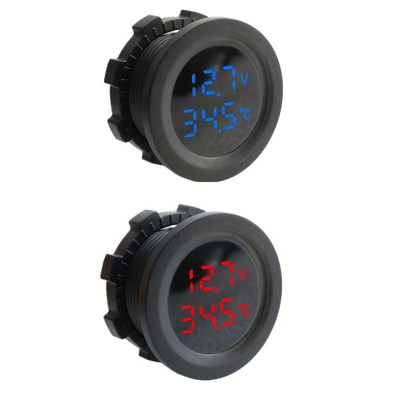 2-in-1 Digital Voltmeter & Temperature Gauge for Cars, Motorcycles, Durable with Reverse Connection Protection