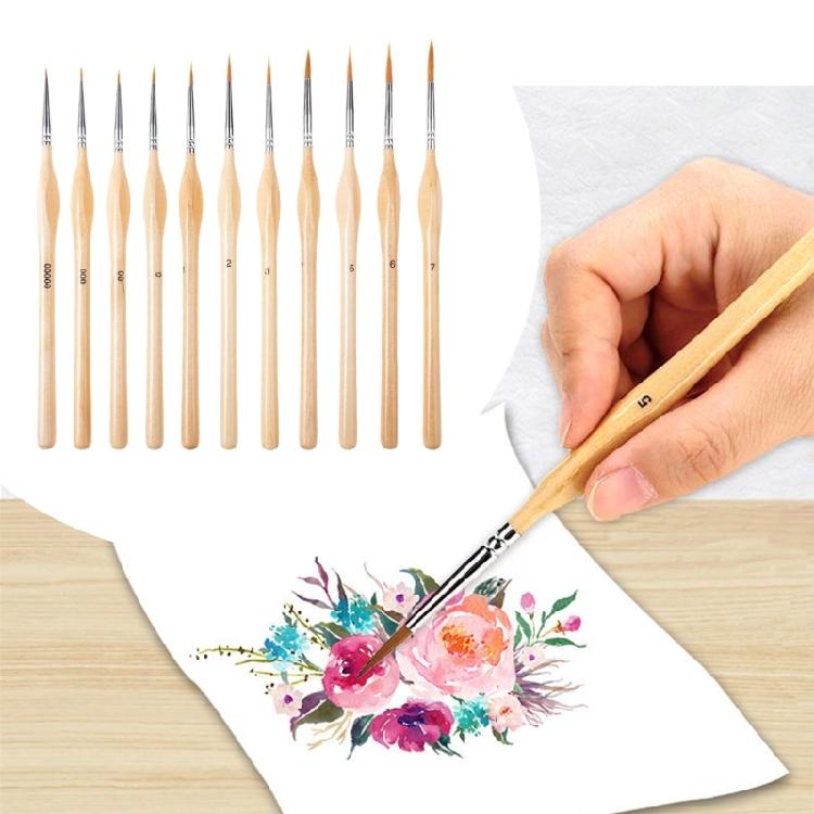 11Pcs Detail Paint Brushes Set for Art Painting Miniature Brush for Acrylic Watercolor Gouache Oil and Face Painting