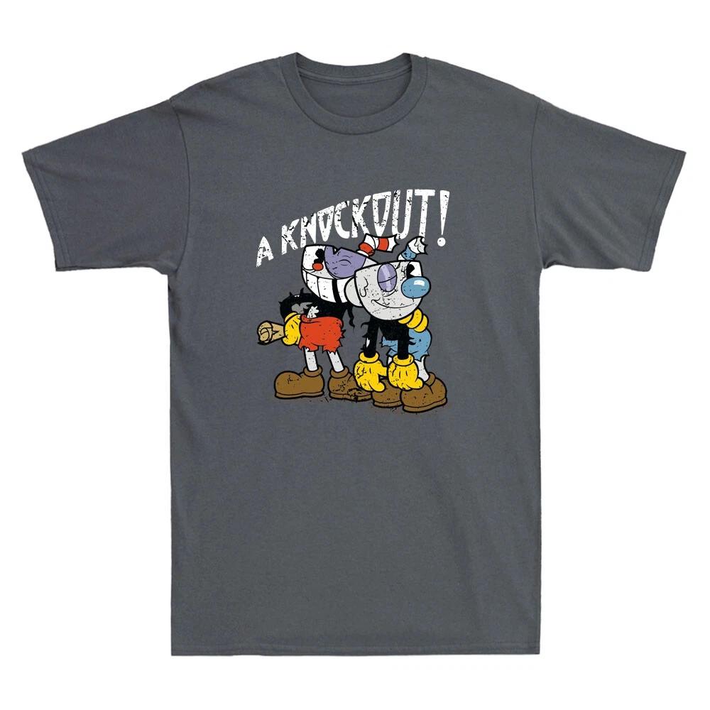 Men s and Women s T-shirts Cuphead Knockout Funny Cartoon Video Game Novelty L