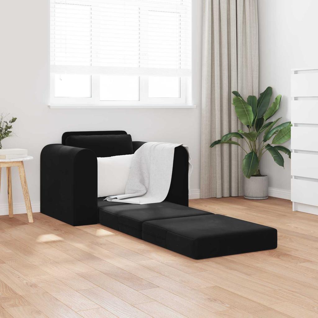 Black Sleeper Sofa 98 x 71 x 83 cm Velvet