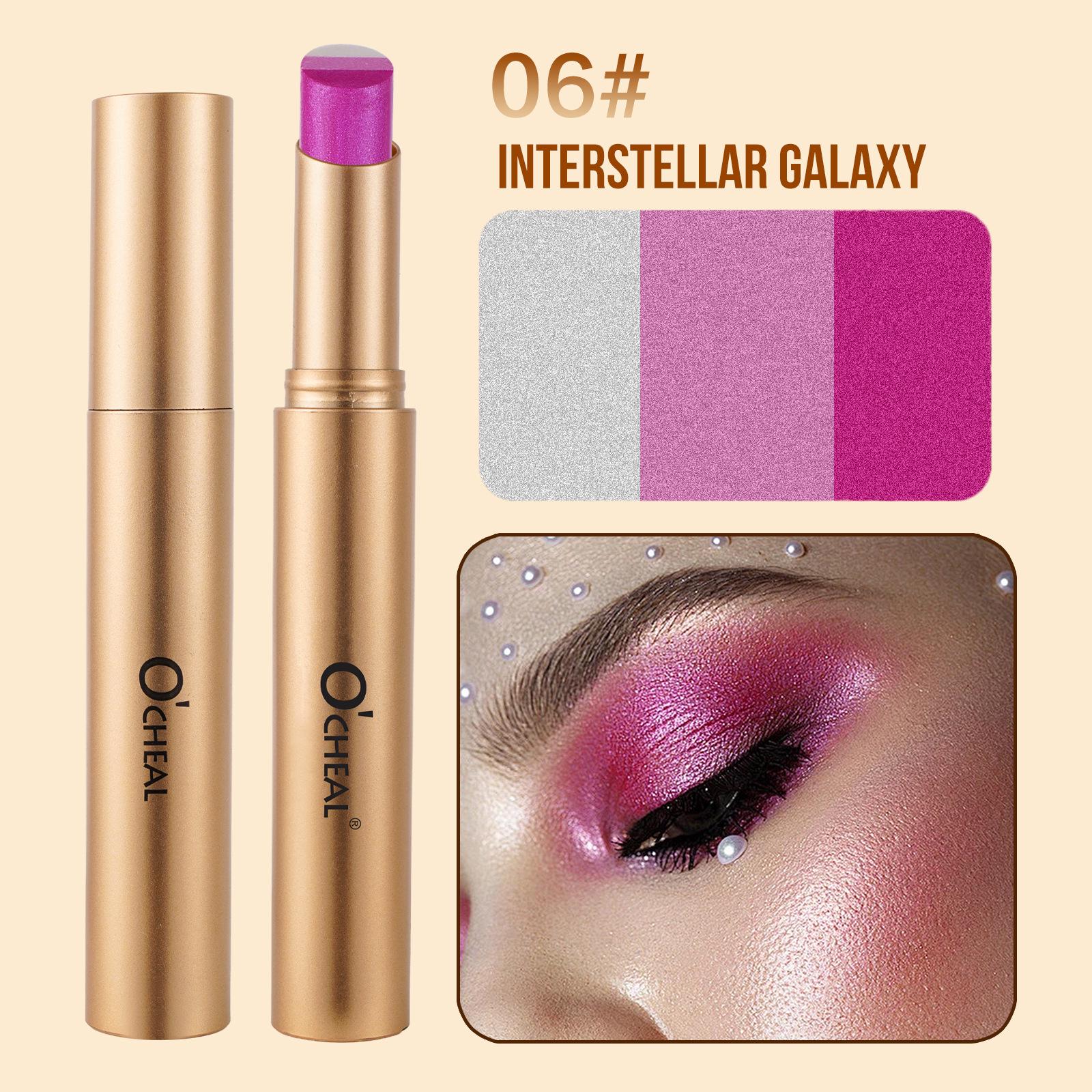 

OCHEAK Tri-Color Eyeshadow Stick: Pearlescent Shimmer, Gradient, Contour & Highlight, No Smudge, Delicate Finish 3.5g
