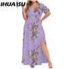 IHUASU L-5XL Women's Fashion Summer Spring Short Sleeve V-Neck Casual Dresses