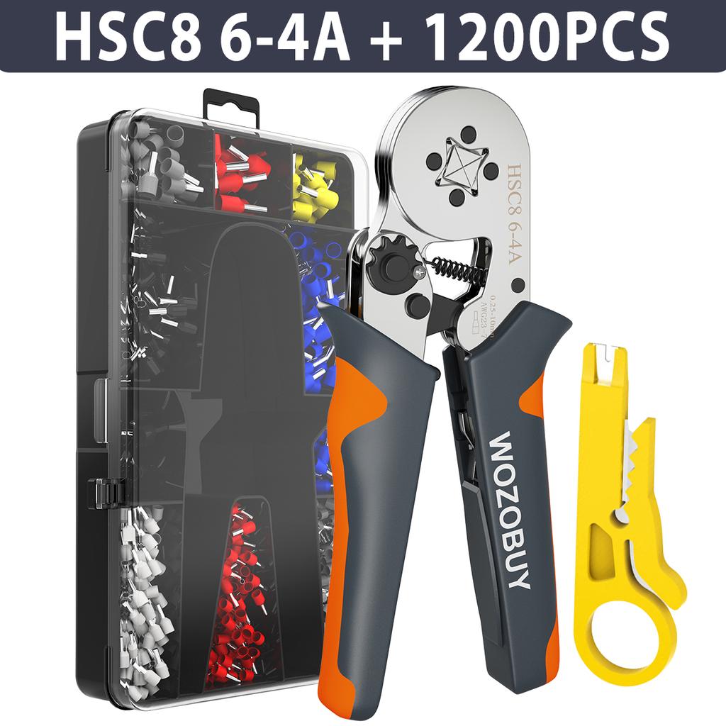 Ferrule Crimping Tool Kit, Self-adjustable Wire Ferrule Crimper Plier Set with 1200pcs Wire Terminals Wire Ends Ferrules
