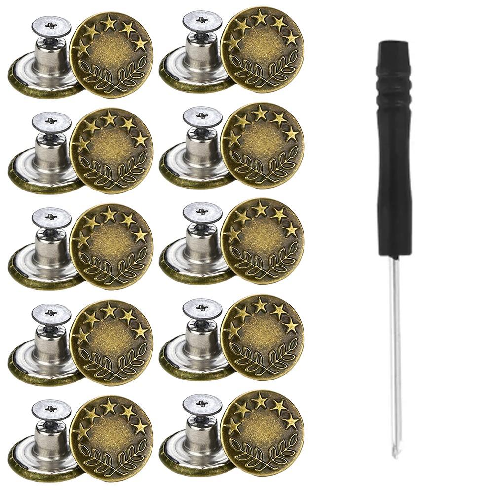 Screw Button Metal Jean Button Repair Replacement Metal Jeans Buttons