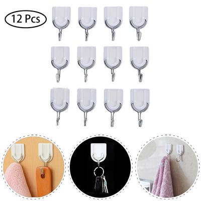 Strong Adhesive Hook Wall Door Sticky Hanger Holder Kitchen Bathroom  12PCS