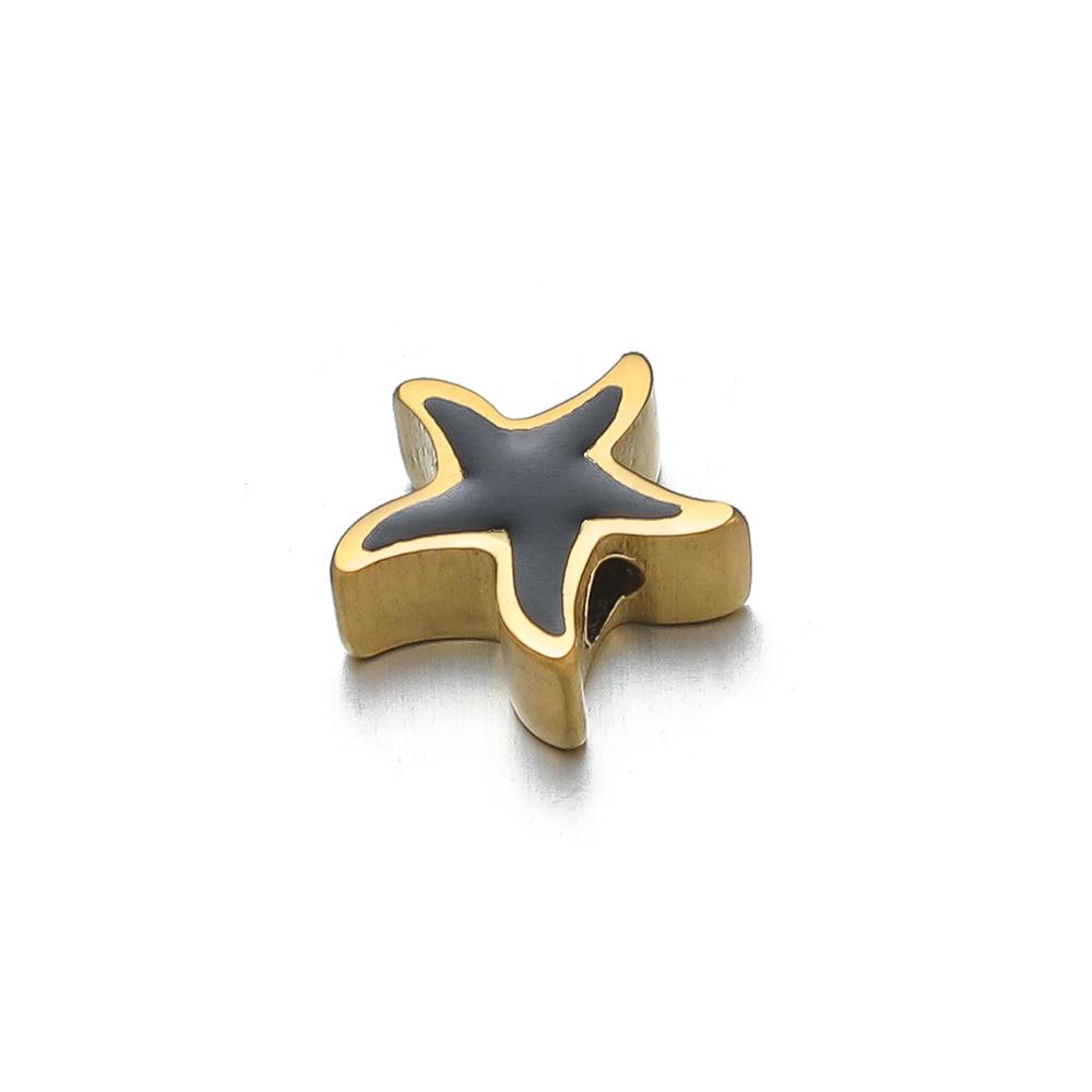 5Pcs 10mm Stainless Steel Morandi Color Enamel Starfish Beads Star Charm DIY Jewelry Making Summer Woven Bracelet Girls Findings