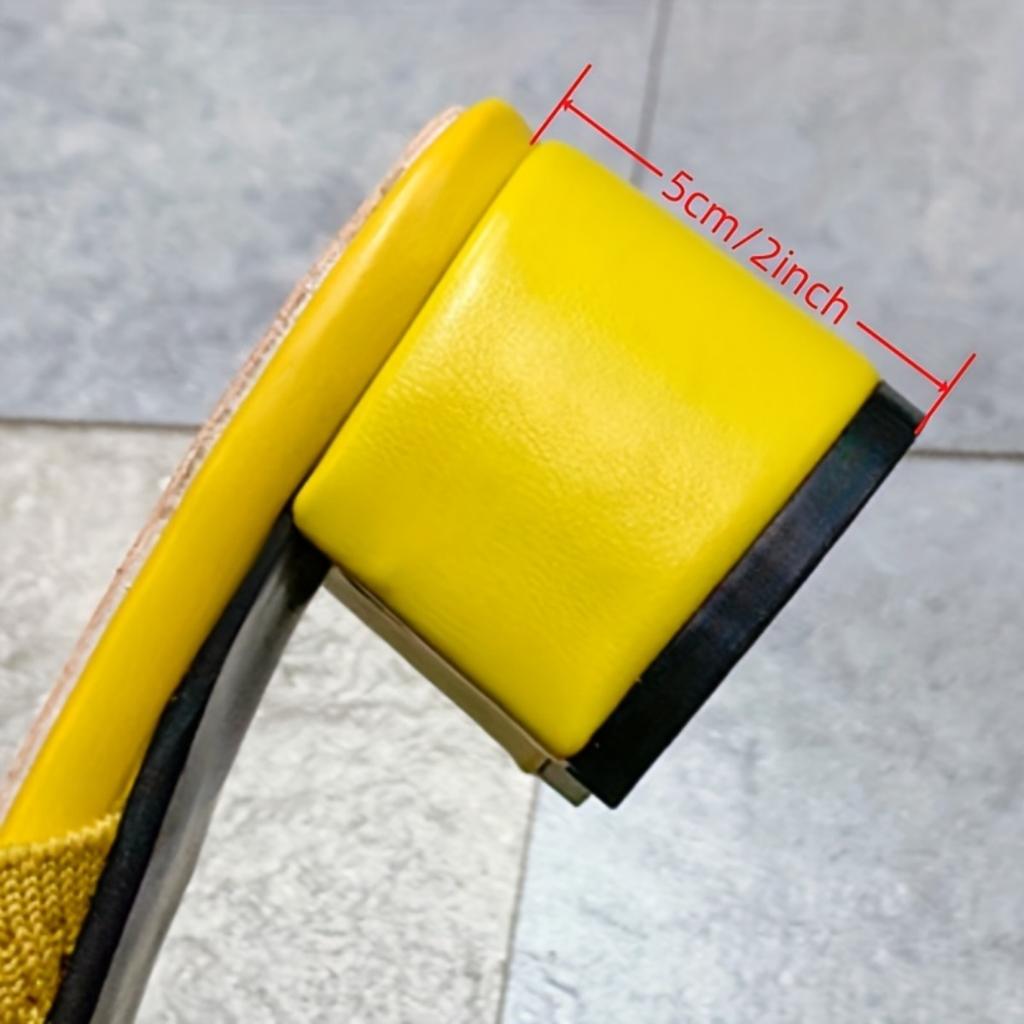 Ladies' Summer Elegant and Fashionable Knitted One Step Kick Middle Heel Breathable Thick Bottom Open Toe Slope Heel Sandals