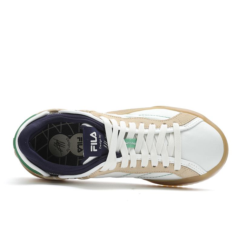 Fila Artmosphere Non-Slip Lightweight Low-Top Skate Shoes Women Sneakers Bright-White Cream-Yellow F12W421207FBB