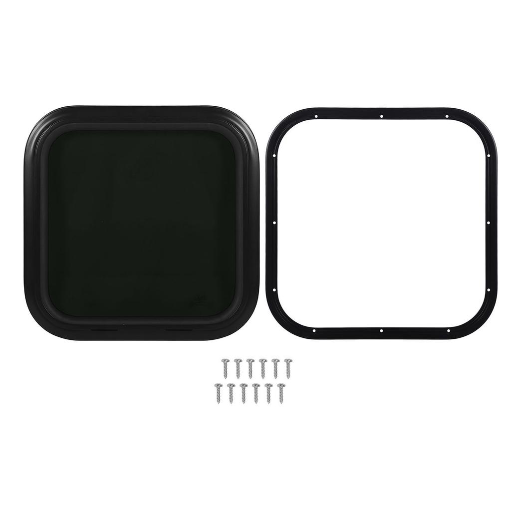 450x450mm Fereastră Fixă RV Rotunjită Sticlă Neagră Transparentă Fereastră Ușă de Intrare cu Cadru pentru Camper Rulotă pentru