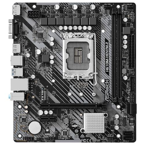ASRock Motherboard Compatible with Intel H610 Series CPU H610 MicroATX Motherboard Authorized Distributor H610M-HDV/M.2 R2.0 (LGA1700) [Domestic
