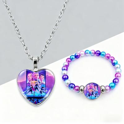 2025 Kpop Dämonenjäger Halsketten-Armband-Set Mädchen Kawaii Anime Kette Armband Kinder Cosplay Schmuck Zubehör Anhänger