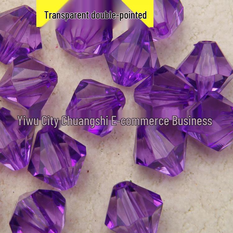 6-10mm Transparent White Double-Pointed Acrylic Beads for DIY Jewelry Crafting