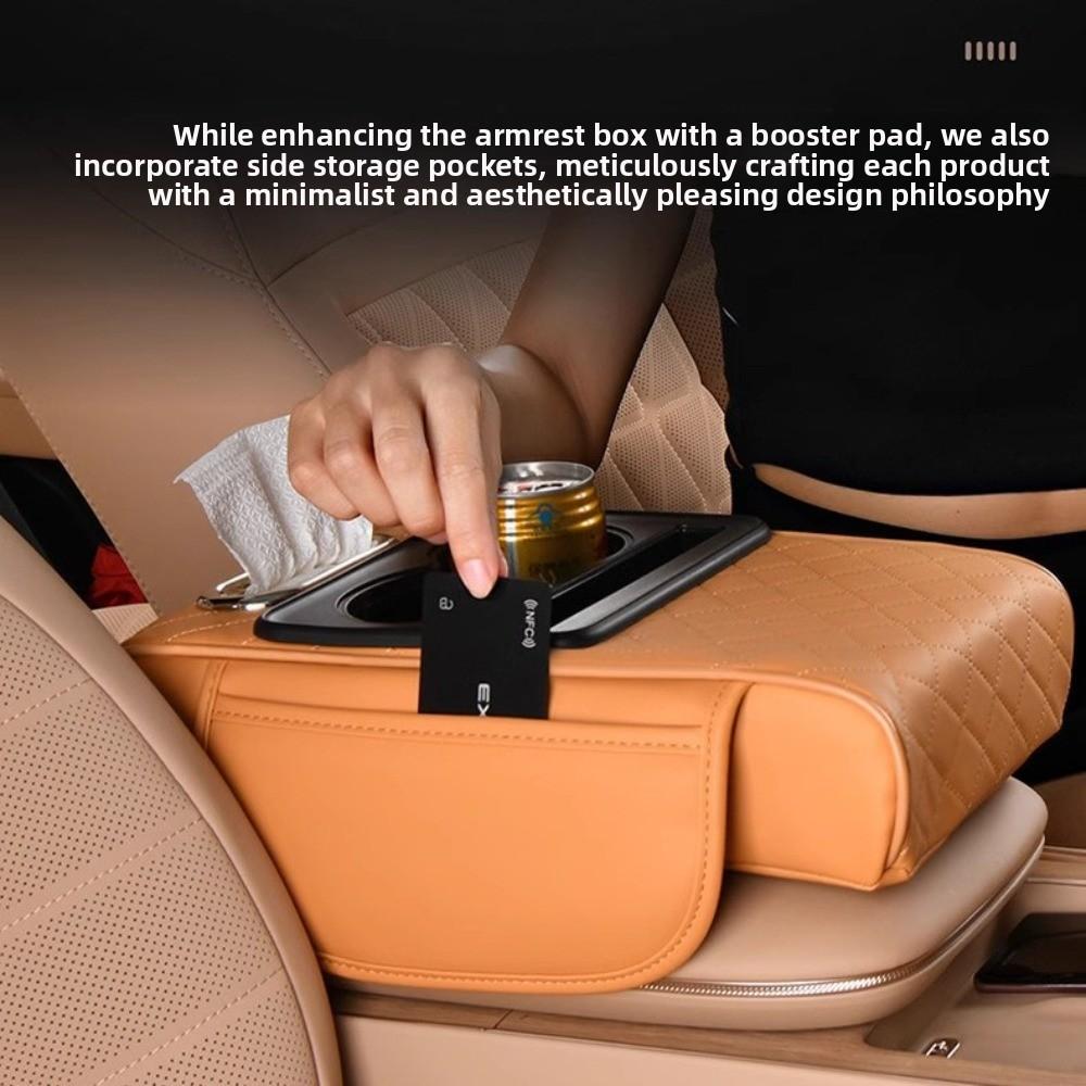 Car Armrest Box Heightening Pad Napaven Car Storage Box Double Water Cup Holder Car Tissue Box