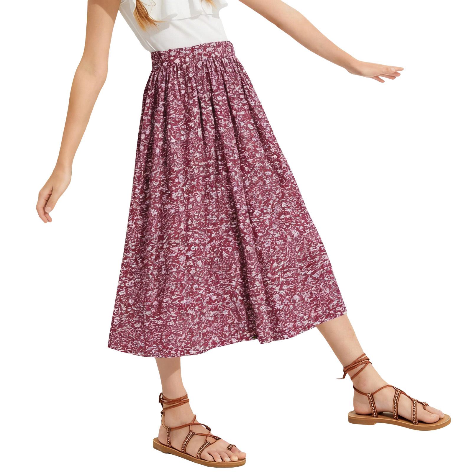 Children s Casual And Fashionable Floral-print  Skirt 120 красный