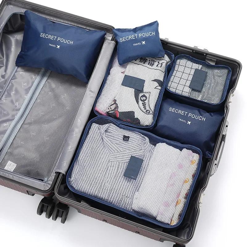 6pcs Travel Packing Cubes Set - Luggage Organizer for Clothes & Shoes, Foldable Suitcase Storage Bags, Portable Wardrobe Cases