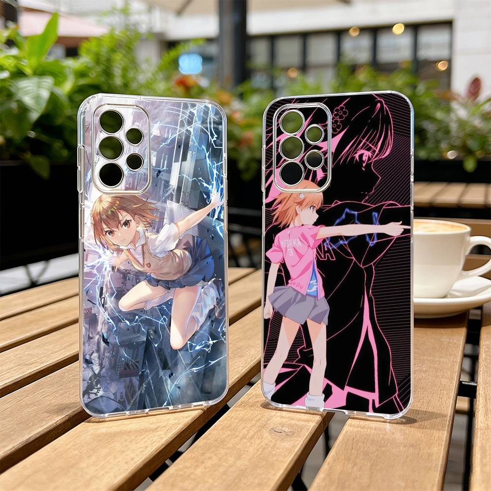 Misaka Mikoto Railgun Electric Warning PhoneCase Transparent Silicone Soft For Samsung S25,S24,S21,S22,S23,S30,Ultra,S20,Plus,Fe