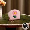 Porta-Cartões Mini Organ Design de Flores Portátil Desenho Animado Bolsa de Cartão Flor Compacta Com Chaveiro Porta-Moedas Multi-Espaços